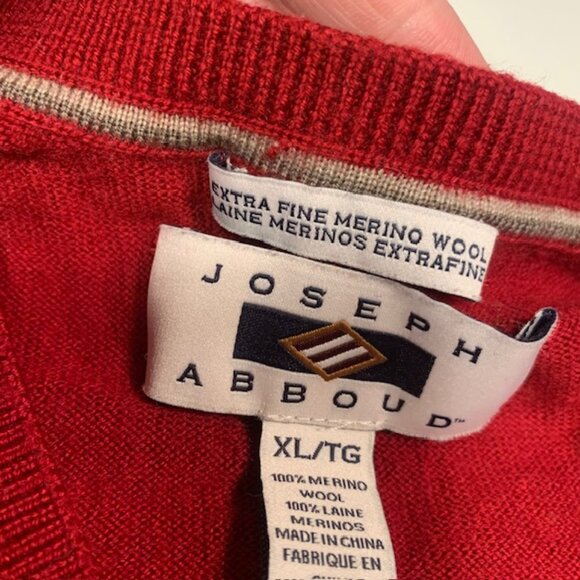 Joseph Abboud Merino Wool Sweater Vest Red XL V Neck Lightweight Mens Classic - Picture 6 of 8